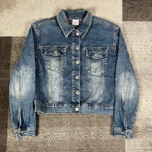 Y2K YMI Trucker Jacket Women's Size Medium 17.5X19.5 Blue Denim Boho‎